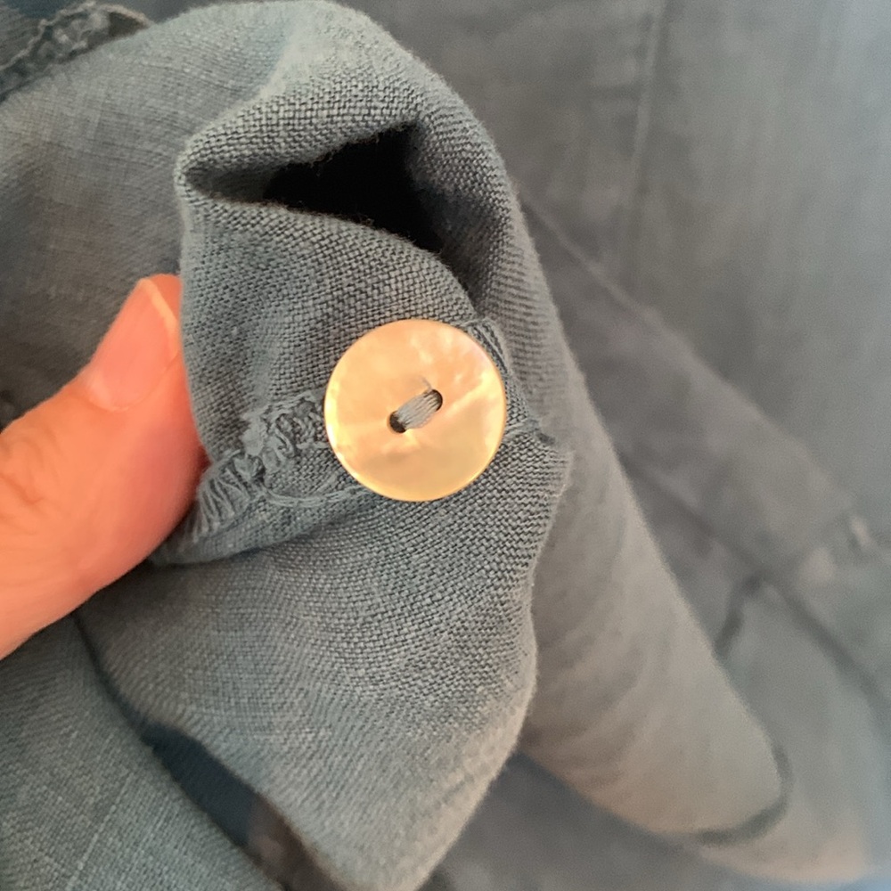 Mosaic USA Linen Button Detail 3/4 Sleeve Top Small - Picture 8 of 9